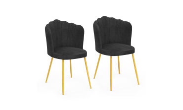Chaises Arielle en velours gris et pieds dorés - lot de 2