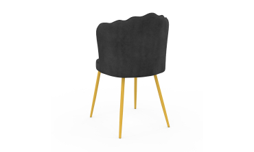 Chaises Arielle en velours gris et pieds dorés - lot de 2