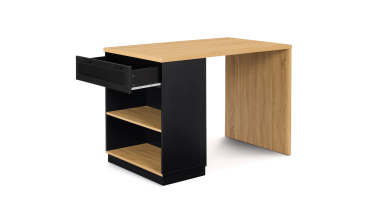 Ilot de cuisine Marius bois et noir avec rangements