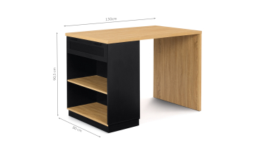 Ilot de cuisine Marius bois et noir avec rangements