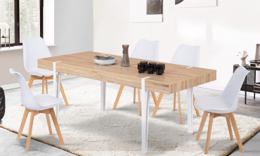 Table à manger Hudson bois et blanc 200cm