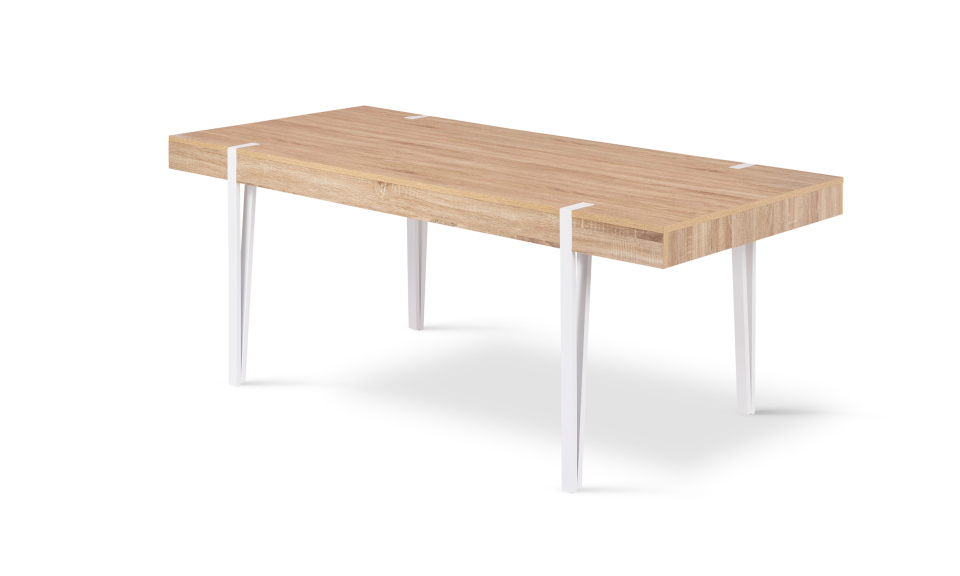 Table à manger Hudson bois et blanc 200cm