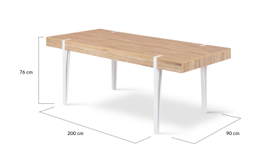 Table à manger Hudson bois et blanc 200cm