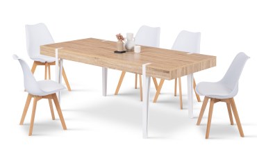 Table à manger Hudson bois et blanc 200cm