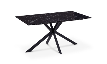 Table à manger Glam effet marbre noir 160cm