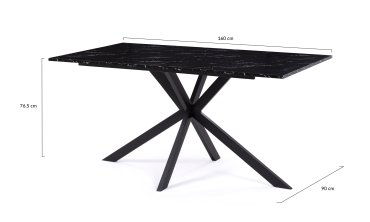 Table à manger Glam effet marbre noir 160cm