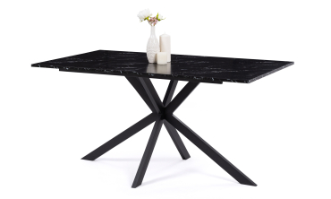 Table à manger Glam effet marbre noir 160cm