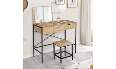 Coiffeuse Alana miroir rabattable avec tabouret