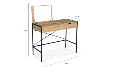 Coiffeuse Alana miroir rabattable avec tabouret
