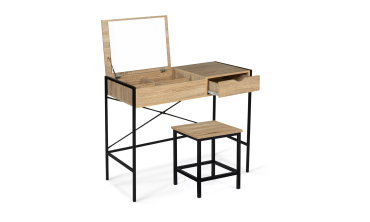 Coiffeuse Alana miroir rabattable avec tabouret