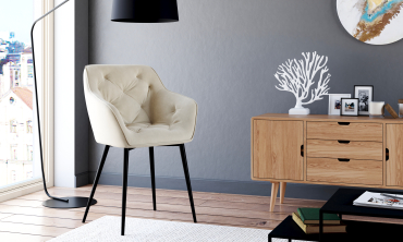 Chaises Julia en velours crème et pieds métal - lot de 2