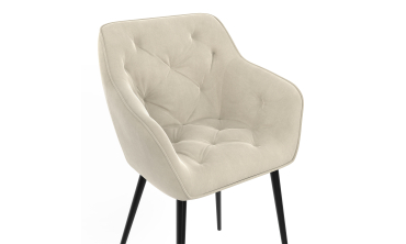 Chaises Julia en velours crème et pieds métal - lot de 2
