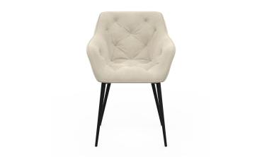 Chaises Julia en velours crème et pieds métal - lot de 2