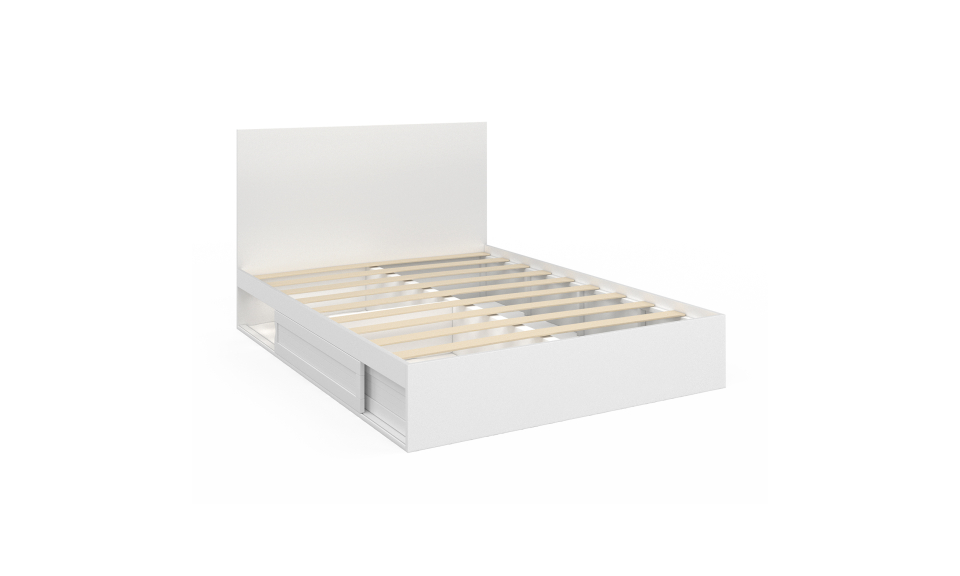 Lit Orem 140x190cm blanc tiroir coulissant
