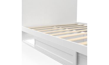 Lit Orem 140x190cm blanc tiroir coulissant