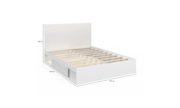 Lit Orem 140x190cm blanc tiroir coulissant
