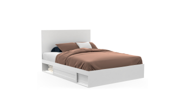 Lit Orem 140x190cm blanc tiroir coulissant