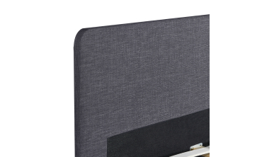 Lit Evy 160x200cm tissu gris pieds bois
