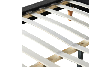 Lit Evy 160x200cm tissu gris pieds bois