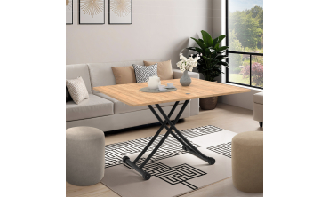 Table basse dinatoire Tribeca hauteur ajustable effet bois