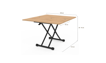 Table basse dinatoire Tribeca hauteur ajustable effet bois