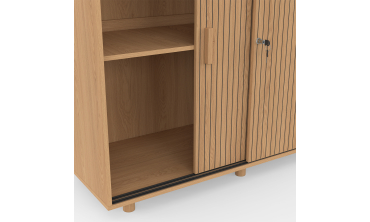 Armoire basse de bureau Faustine 2 portes effet lattes
