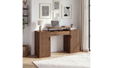 Bureau Faustine plateau relevable effet lattes noyer