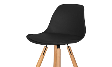 Tabourets de bar Oslo noirs pieds bois - lot de 2