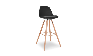 Tabourets de bar Oslo noirs pieds bois - lot de 2