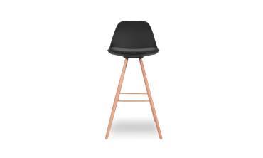 Tabourets de bar Oslo noirs pieds bois - lot de 2