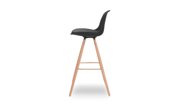 Tabourets de bar Oslo noirs pieds bois - lot de 2