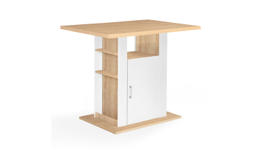 Ilot de cuisine Théo bois et blanc avec rangements