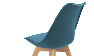 Chaises Suedia assise bleu canard et pieds bois - lot de 2