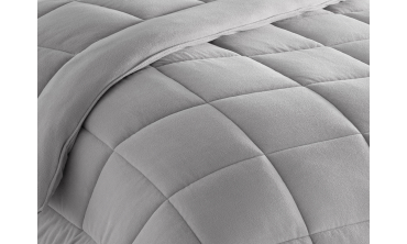 Couette extra chaude réversible grise 200x200cm - polaire 400 g/m2