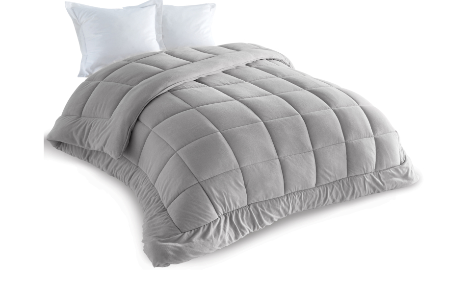 Couette extra chaude réversible grise 240x260cm - polaire 400 g/m2