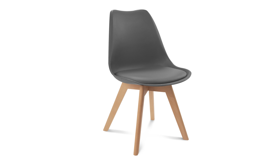 Chaises Suedia assise gris foncé et pieds bois - lot de 2