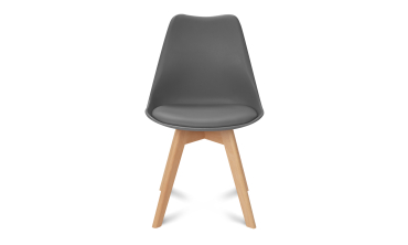 Chaises Suedia assise gris foncé et pieds bois - lot de 2