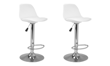 Tabourets de bar Karl blancs pied métal réglable - lot de 2