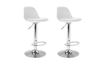 Tabourets de bar Karl blancs pied métal réglable - lot de 2