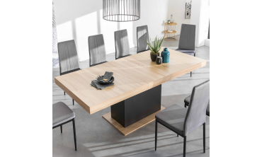 Table à manger extensible Tania bois et noir 160-200cm