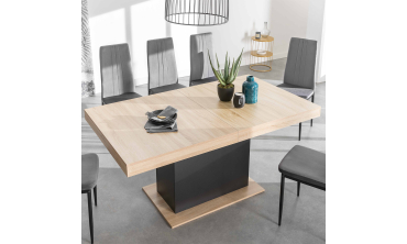 Table à manger extensible Tania bois et noir 160-200cm