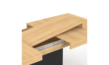 Table à manger extensible Tania bois et noir 160-200cm