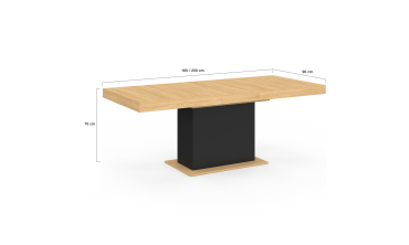 Table à manger extensible Tania bois et noir 160-200cm