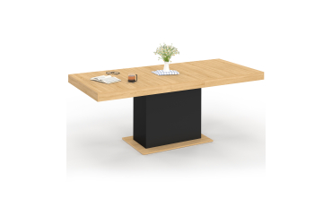 Table à manger extensible Tania bois et noir 160-200cm
