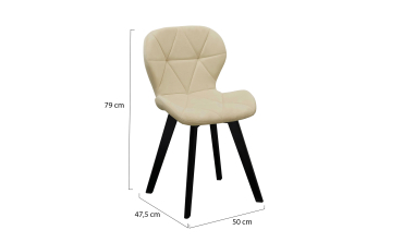 Chaises Daisy velours crème pieds noirs - lot de 2