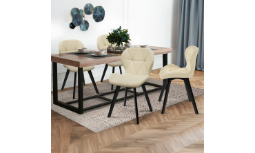 Chaises Daisy velours crème pieds noirs - lot de 4