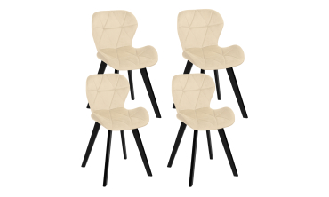 Chaises Daisy velours crème pieds noirs - lot de 4