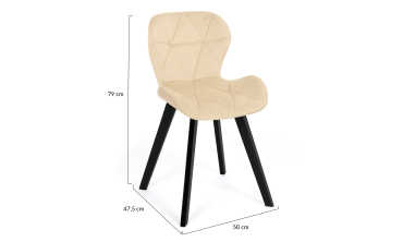 Chaises Daisy velours crème pieds noirs - lot de 4
