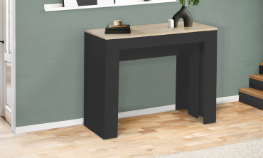 Console-table à manger extensible Nora bois et noir 300cm