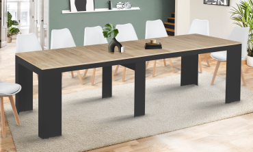 Console-table à manger extensible Nora bois et noir 300cm